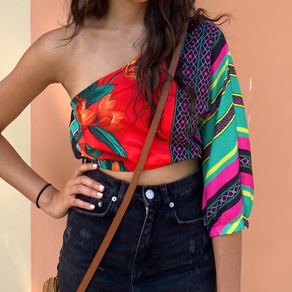 Tops | Very Cute One Shoulder Multicolored Top | Poshmark